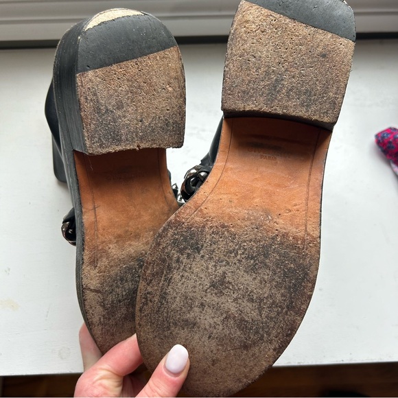 Givenchy Womens Chain Link Mid Heel Ankle Boots Black Leather Size - Picture 3 of 7